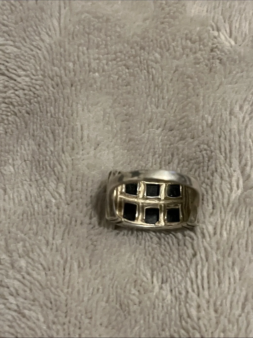Vintage Poland 925 Silver 925 Amber Grid Ring - Unisex